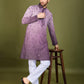 Rajwada Purple Viscose Silk Sequins Stitched Kurta For Men