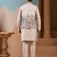 Rajwada Beige Silk Blend Embroidered Stitched Kurta Set For Men