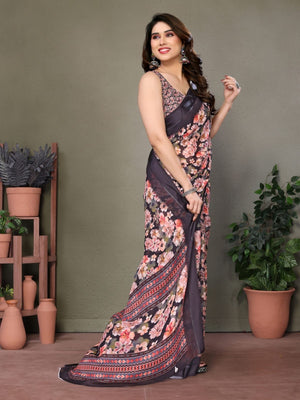 Rajwada Black Georgette Embroidered Saree For Women