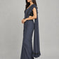 Dark Grey Silk Blend Embellished Saree