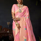 Rajwada Peach Organza Solid Saree For Women