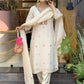 Rajwada Off White Chinon Embriodered Stitched Kurta Set For Women