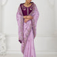 Rajwada Lavender Viscose Silk Embroidered Saree For Women