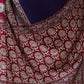 Rajwada Navy Blue And Maroon Silk Blend Printed Elegant Saree For Women