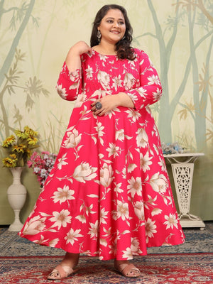 Rajwada Pink Rayon Printed Kurti For Women