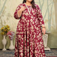 Rajwada Wine Rayon Printed Kurti For Women