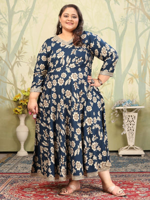 Rajwada Teal Blue Rayon Printed Kurti For Women