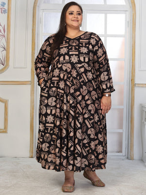 Rajwada Black Rayon Printed Kurti For Women