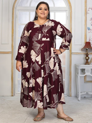 Rajwada Maroon Rayon Printed Kurti For Women