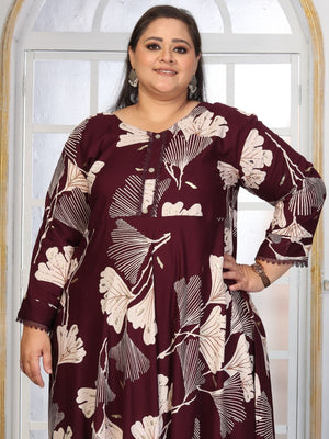 Rajwada Maroon Rayon Printed Kurti For Women