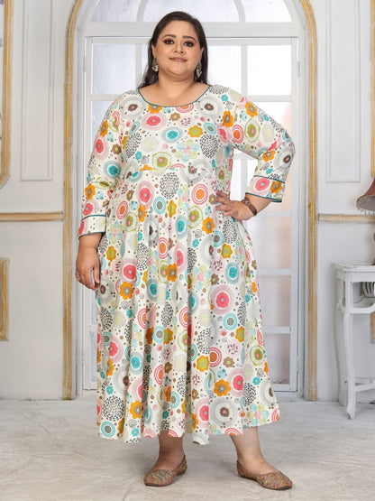 Rajwada White Rayon Printed Kurti For Women