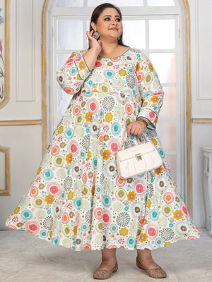 Rajwada White Rayon Printed Kurti For Women