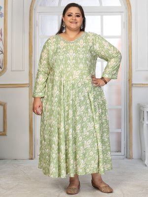 Rajwada Pista Green Rayon Printed Kurti For Women
