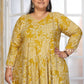 Rajwada Mustard Yellow Rayon Printed Kurti For Women