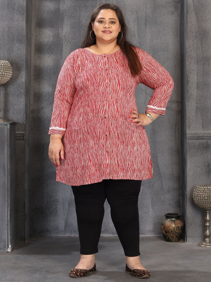 Rajwada Red Rayon Printed Kurti For Women