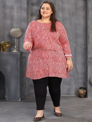 Rajwada Red Rayon Printed Kurti For Women