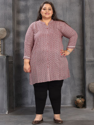 Rajwada Light Pink Rayon Printed Kurti For Women