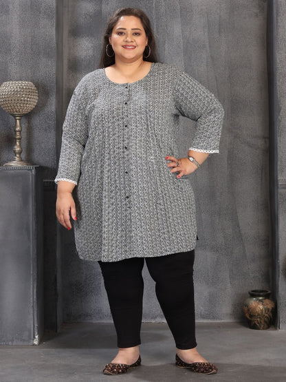 Rajwada Grey Rayon Printed Kurti For Women