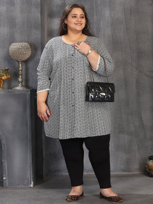 Rajwada Grey Rayon Printed Kurti For Women