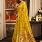 Rajwada Mustard Yellow Silk Blend Solid Saree For Women