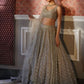 Rajwada Grey Organza Embellished Semi Stitched Lehenga For Women