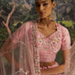 Rajwada Pink Net Embellished Semi-Stitched Lehenga For Women