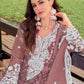 Rajwada Mauve Silk Blend Embellished Semi Stitched Kurta Set For Women