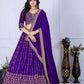 Rajwada Purple Silk Blend Embroidered Semi-Stitched lehenga For Women