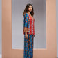 Rajwada Red And Blue Linen Printed Stitched Co-Ord Set For Women