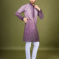 Rajwada Purple Viscose Silk Sequins Stitched Kurta For Men