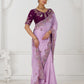 Rajwada Lavender Viscose Silk Embroidered Saree For Women