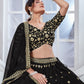 Rajwada Black Georgette Thread & Sequins Embroidered Semi-Stitched Lehenga For Women