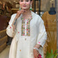 Rajwada Off White Chinon Embriodered Stitched Kurta Set For Women