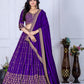 Rajwada Purple Silk Blend Embroidered Semi-Stitched lehenga For Women