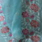 Rajwada Sky Blue Organza Embroidered Solid Saree For Women