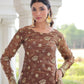 Rajwada Brown Silk Blend Embellished Kurta Set For Women