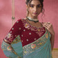 Rajwada Teal Georgette Embroidered Elegant Saree For Women