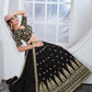 Rajwada Black Georgette Thread & Sequins Embroidered Semi-Stitched Lehenga For Women