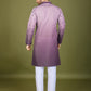 Rajwada Purple Viscose Silk Sequins Stitched Kurta For Men