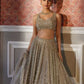 Rajwada Grey Organza Embellished Semi Stitched Lehenga For Women