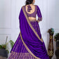 Rajwada Purple Silk Blend Embroidered Semi-Stitched lehenga For Women
