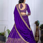Rajwada Purple Silk Blend Embroidered Semi-Stitched lehenga For Women