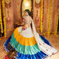 Rajwada Multicolor Viscose Cotton Embroidered Semi-Stitched lehenga With Stunning Tassels And Embroidered Waist Belt For Women