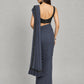 Dark Grey Silk Blend Embellished Saree
