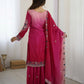 Rajwada Pink Chiffon Embroidered Stitched Kurta Set For Women