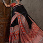 Rajwada Black And Orange Silk Blend Printed Elegant Saree For Women