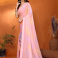 Rajwada Pink Georgette Printed Saree With Unstitched Blouse For Women