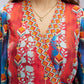 Rajwada Red And Blue Linen Printed Stitched Co-Ord Set For Women