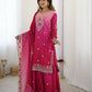 Rajwada Pink Chiffon Embroidered Stitched Kurta Set For Women