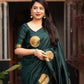 Rajwada Dark Green Silk Blend Woven Saree For Women